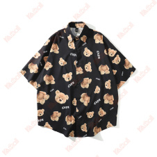 bear print men casual shirts